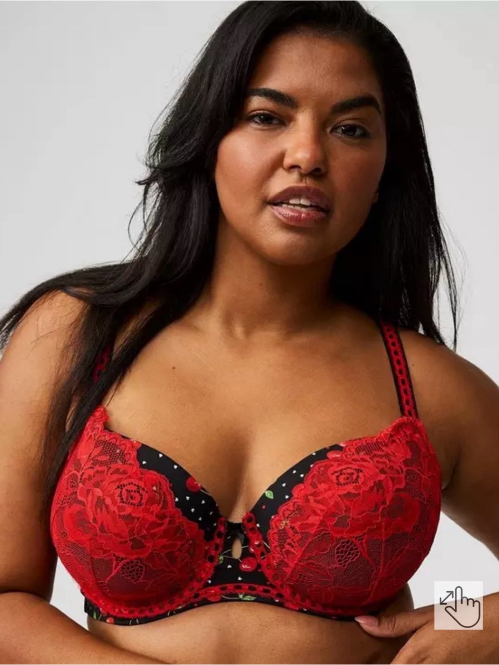 Red Lace Longline Bra with Cherry Print - Women Intimates